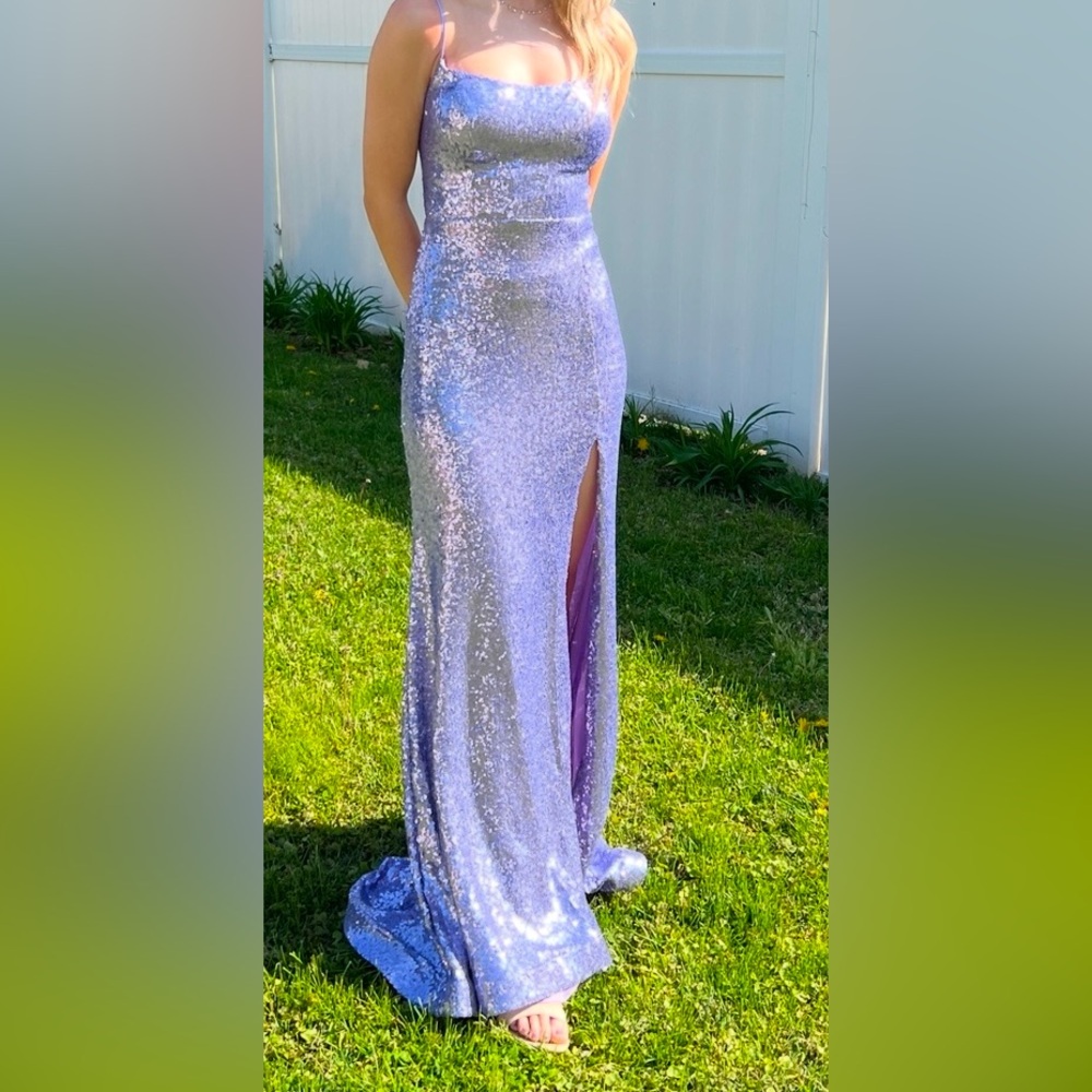 Windsor Lilac/Purple Sequin Prom Homecoming Occasion Dress with Train